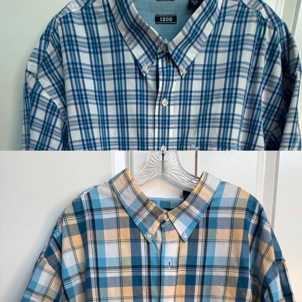 IZOD Plaid Shirts (2) short sleeve size  3XL